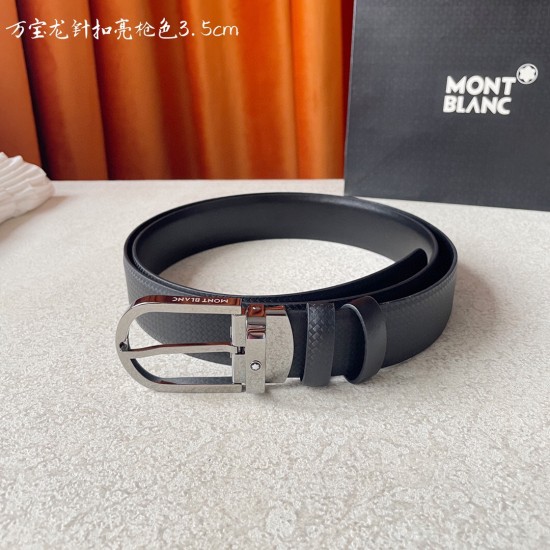 w12690【万宝龙】 Montblanc家持续其一贯的高雅、绅士、精致的风格，进口小牛皮，手感细腻柔软。纯铜精品，男士必备！宽度：3.5cm