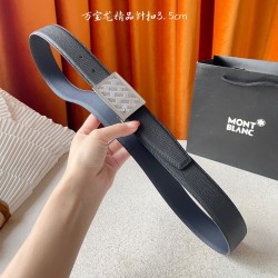 w12690【万宝龙】 Montblanc家持续其一贯的高雅、绅士、精致的风格，进口小牛皮，手感细腻柔软。纯铜精品，男士必备！宽度：3.5cm