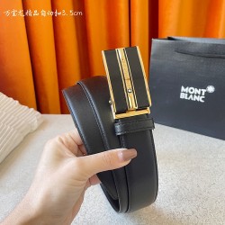 w12690【万宝龙】 Montblanc家持续其一贯的高雅、绅士、精致的风格，进口小牛皮，手感细腻柔软。纯钢自动精品扣，男士必备！宽度：3.5cm