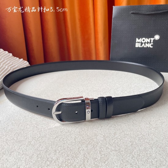w12690【万宝龙】 Montblanc家持续其一贯的高雅、绅士、精致的风格，进口小牛皮，手感细腻柔软。纯铜精品，男士必备！宽度：3.5cm