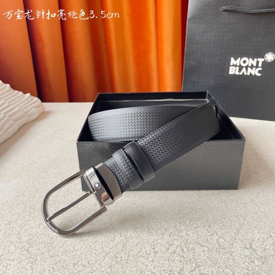 w12690【万宝龙】 Montblanc家持续其一贯的高雅、绅士、精致的风格，进口小牛皮，手感细腻柔软。纯铜精品，男士必备！宽度：3.5cm