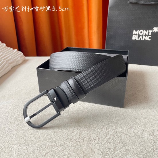 w12690【万宝龙】 Montblanc家持续其一贯的高雅、绅士、精致的风格，进口小牛皮，手感细腻柔软。纯铜精品，男士必备！宽度：3.5cm