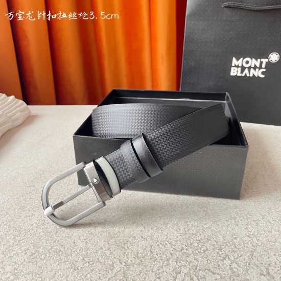 w12690【万宝龙】 Montblanc家持续其一贯的高雅、绅士、精致的风格，进口小牛皮，手感细腻柔软。纯铜精品，男士必备！宽度：3.5cm