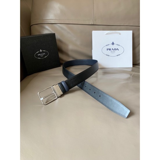 j22600 PRADA (普拉达)专柜同款 男士休闲双面用腰带 宽3.4cm 采用Saffiano头层小牛皮底部光滑牛皮 抛光钢质带扣采用简约外形设计,其上以Prada徽标装饰,勾勒精致细节 j22600 PRADA (普拉达)专柜同款 男士休闲双面用腰带 宽3.4cm 采用Saffiano头层小牛皮底部光滑牛皮 抛光钢质带扣采用简约外形设计,其上以Prada徽标装饰,勾勒精致细节
