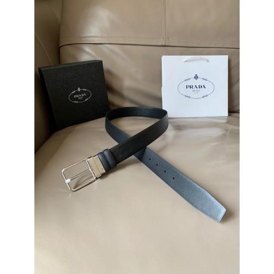 j22600 PRADA (普拉达)专柜同款 男士休闲双面用腰带 宽3.4cm 采用Saffiano头层小牛皮底部光滑牛皮 抛光钢质带扣采用简约外形设计,其上以Prada徽标装饰,勾勒精致细节 j22600 PRADA (普拉达)专柜同款 男士休闲双面用腰带 宽3.4cm 采用Saffiano头层小牛皮底部光滑牛皮 抛光钢质带扣采用简约外形设计,其上以Prada徽标装饰,勾勒精致细节