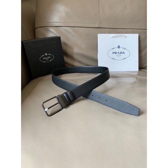 j22600 PRADA (普拉达)专柜同款 男士休闲双面用腰带 宽3.4cm 采用Saffiano头层小牛皮底部光滑牛皮 抛光钢质带扣采用简约外形设计,其上以Prada徽标装饰,勾勒精致细节 j22600 PRADA (普拉达)专柜同款 男士休闲双面用腰带 宽3.4cm 采用Saffiano头层小牛皮底部光滑牛皮 抛光钢质带扣采用简约外形设计,其上以Prada徽标装饰,勾勒精致细节