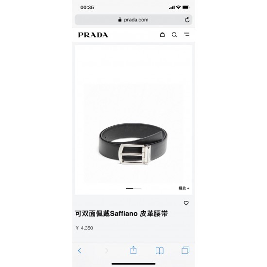 j22620 PRADA(普拉达) 专柜新款 男士双面用腰带 宽3.4cm 带身采用一面Saffiano牛皮 一面光滑牛皮 内搭配简约旋转亮面针扣,承载着品牌象征性的图案,释放优雅与现代气息。 j22620 PRADA(普拉达) 专柜新款 男士双面用腰带 宽3.4cm 带身采用一面Saffiano牛皮 一面光滑牛皮 内搭配简约旋转亮面针扣,承载着品牌象征性的图案,释放优雅与现代气息。