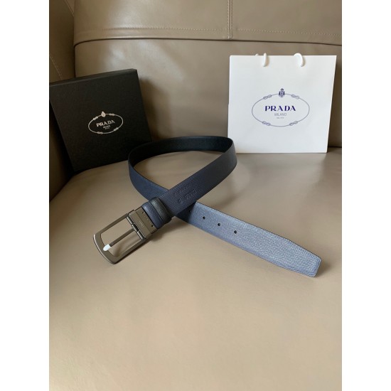 j22600 专柜新款 男士双面用腰带 宽3.4cm 带身采用双面Saffiano牛皮 搭配简约旋转哑枪针扣，承载着品牌象征性的图案，释放优雅与现代气息。