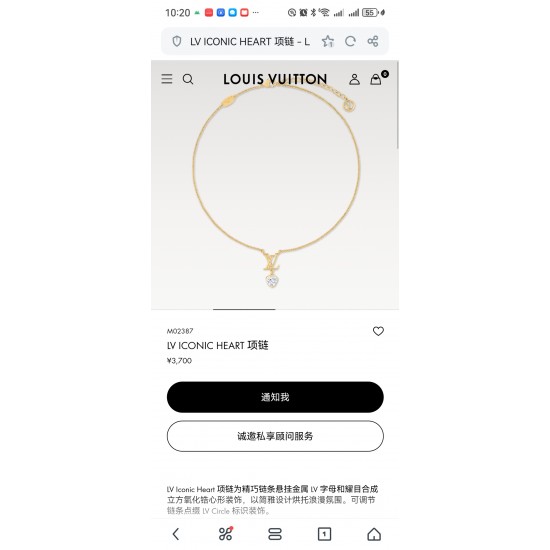 LV Jewelry Necklace