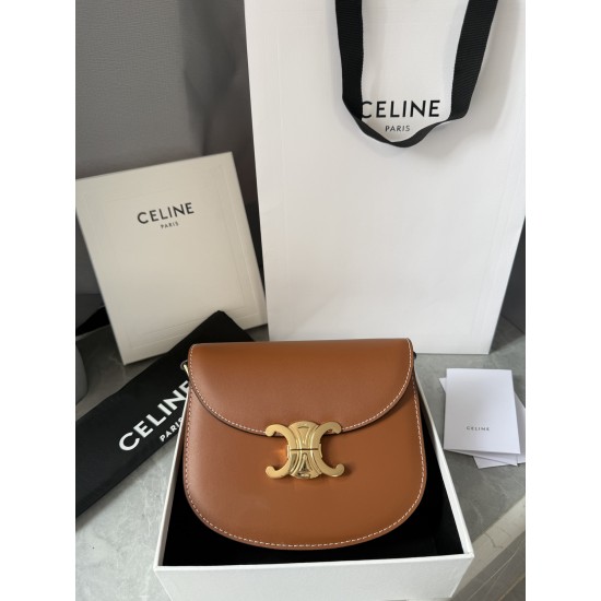 380 Real Gold Arc de Triomphe Saddle Bag Brown Hardware using real thick gold plating technology head layer cowhide Details on zp development super cost-effective version with box packaging Size 185166cm