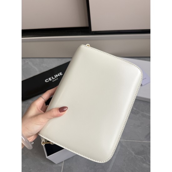 Genuine gold Triumph large milkshake white retro classic models hardware using on zp real thick gold plating technology custom calfskin material texture full of low-key luxury retro style closed eyes into how can not be wrong choice of the whole bag feels