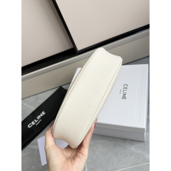 360 AVA moon bag white calf leather lining anti-brushed cowhide hardware using the pair of zp real thick gold plating technology crescent moon bag type with triumphal arch large gold buckle embellishment simple hundred with a sense of high class pull full