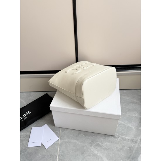 360 cuir bucket bag white Arc de Triomphe embossed full leather crossbody bucket understated simplicity casual small style belongs to the more you look the more you like the model of the classic cowhide leather texture superb with the picture package size