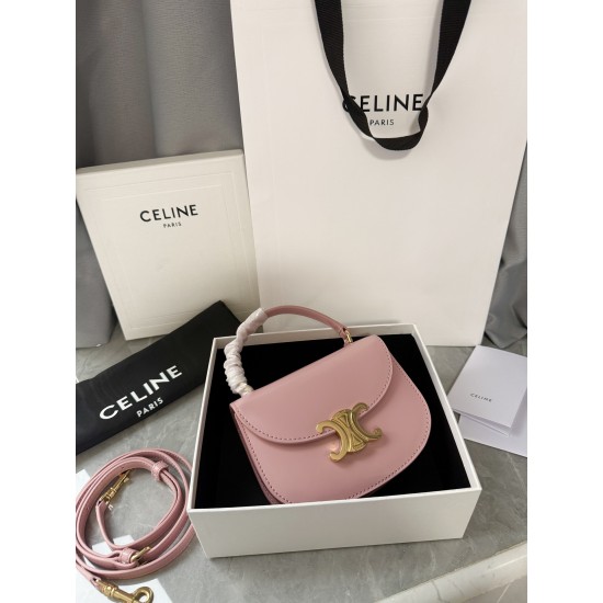 380 Arc de Triomphe Tote Saddle Bag Pink Mini Tote Hardware using pairs of zp real thick gold plating technology customized pairs of version cowhide leather playful and cute mini small bag with box packaging size 1551155cm