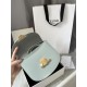 380 Real Gold Arc de Triomphe Saddle Bag Ice Blue Hardware using real thick gold plating technology head layer cowhide Details on zp development super cost-effective version with box packaging Size 185166cm