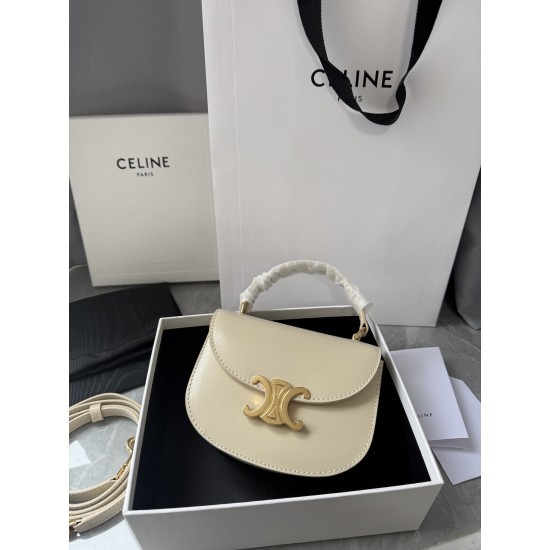 380 Arc de Triomphe Tote Saddle Bag Milkshake White Mini Tote Bag Hardware is made of pairs of zp real thick gold plating technology customized pairs of version of cowhide leather playful and cute mini small bag with box packaging size 1551155cm