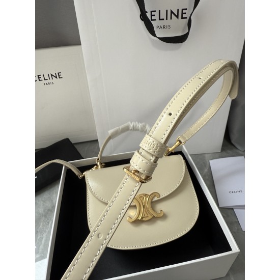 380 Arc de Triomphe Tote Saddle Bag Milkshake White Mini Tote Bag Hardware is made of pairs of zp real thick gold plating technology customized pairs of version of cowhide leather playful and cute mini small bag with box packaging size 1551155cm