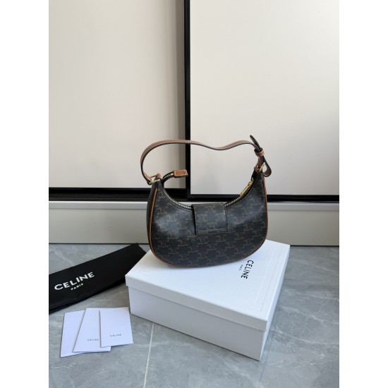 360 AVA moon bag old flower head layer cowhide lining anti-brushed cowhide hardware using the pair of zp real thick gold plating technology crescent moon bag type with triumphal arch large gold buckle embellishment simple versatile senior sense of pull fu