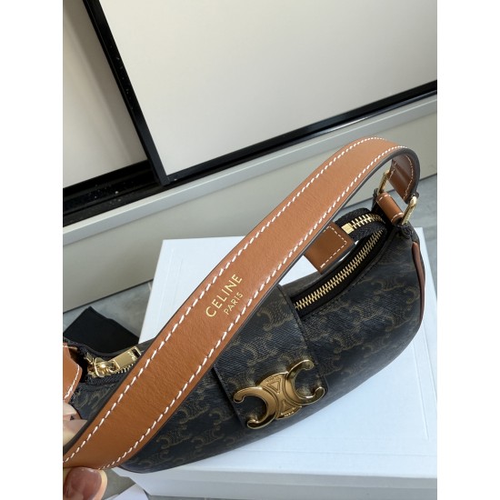 360 AVA moon bag old flower head layer cowhide lining anti-brushed cowhide hardware using the pair of zp real thick gold plating technology crescent moon bag type with triumphal arch large gold buckle embellishment simple versatile senior sense of pull fu