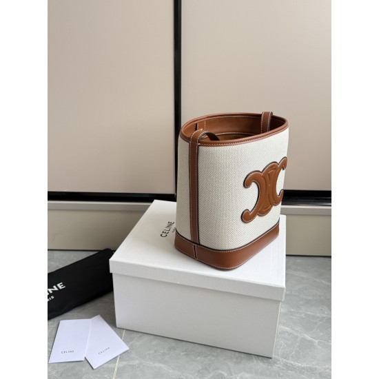 360 cuir bucket bag canvas Arc de Triomphe embossed full leather crossbody bucket understated simplicity casual small style belongs to the more you look the more you like the model of classic cowhide texture superb with the picture package size 222413cm