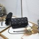 200 WITH BOX LADY DIOR MOBILE PHONE POUCH BLACK GUN CLOSURE This Lady Dior cell phone pouch is elegantly crafted in creamy white sheepskin leather with a rattan check pattern and a removable light gold-tone metal DIOR charm with a detachable chain adorned
