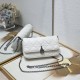 200 WITH BOX LADY DIOR MOBILE PHONE POUCH WHITE GUN CLOSURE This Lady Dior cell phone pouch is elegantly crafted in creamy white sheepskin leather with a rattan check pattern and a removable light gold-tone metal DIOR charm with a detachable chain adorned