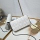 200 WITH BOX LADY DIOR MOBILE PHONE POUCH WHITE GUN CLOSURE This Lady Dior cell phone pouch is elegantly crafted in creamy white sheepskin leather with a rattan check pattern and a removable light gold-tone metal DIOR charm with a detachable chain adorned