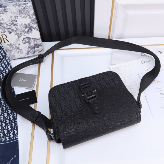 Lot 240 Original Black Fabric Issued Top quality original This mini saddle messenger bag is smart and stylish crafted in black grained cowhide leather with a flap and DIOR logo highlighting the sophisticated appeal of the saddle bag Spacious interior comp