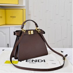 380 model 3372 the iconic peekaboo iseeu ideal compact handbag is hand stitched with 306 stitches in the same color with large bright threads representing the traditional selleria craftsmanship in a selection of dove grey cuoio romano leather with signatu