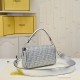 270 Model No. 7731 Double F Diamond Baguette Baguette Fendi BAGUETTE Baguette Large Baguette Silver Faux Crystals FF Pattern Iconic Medium BAGUETTE Bag Suede and fully embellished with small faux crystals and multi-faceted studs in a FF pattern Embellishe