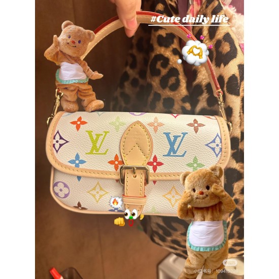 Nano Diane Baguette Handbag Donkey Home M14194 White White Color Takashi Murakami Model Figure