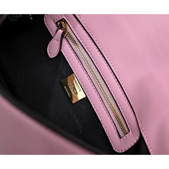 220Fendi BaguetteMedium baguette handbag from the Monster Collection embellished with FF original red buckleFeatures a front flap with magnetic closureInterior compartment with zipper pocketLeather Selleria seal with gold-tone finishMetal hardwareFeatures