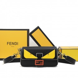 230Fendi BaguetteMedium baguette handbag from the Monster Collection embellished with the original FF red claspFeatures a front flap with magnetic closureInterior compartment with zippered pocketFeatures a leather Selleria seal with gold-tone finishMetal 