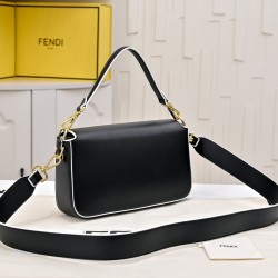 220Fendi BaguetteMedium baguette handbag from the Monster Collection embellished with FF original red buckleFeatures a front flap with magnetic closureInterior compartment with zipper pocketLeather Selleria seal with gold-tone finishMetal hardwareFeatures