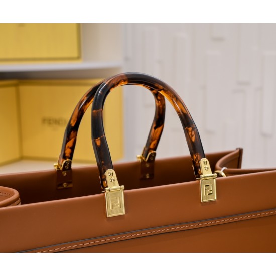 Large 280FI TOTE Tote Sunshine Handbag Leather Simple Letter LOGO Design Amber Double Handle is the biggest focus of the whole bag Single twisted on the very aura also does not strangle the hand Overall retro sense is super suitable for like retro style o