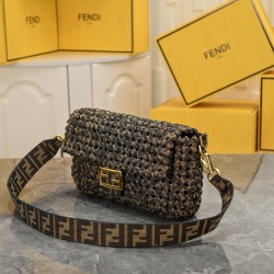 260 now Model 7713FI New Old Flower Woven Baguette Iconic Baguette Medium Handbag with Flap Design with FF Magnetic Closure FF Jacquard Fabric Woven Strap on the body is super good to see the highest rate of pieces can be a variety of retro with the class