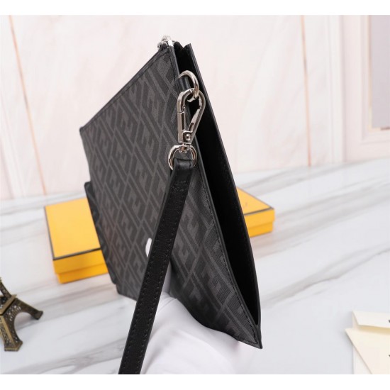 Brand FENDI Fendi model number organ PVC yellow handbag Item No. 168568 color black size 30202 material head layer imported nappa cowhide double letters PVC FENDI pouch Fendi handbag super explosive models to come pulling the first layer of nappa cowhide 