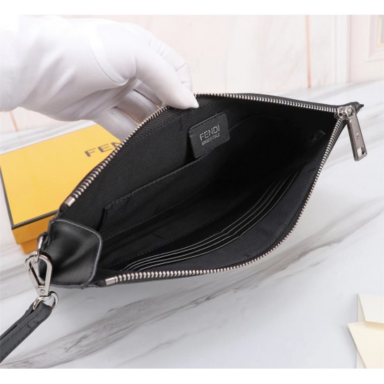 Brand FENDI Fendi model number organ PVC yellow handbag Item No. 168568 color black size 30202 material head layer imported nappa cowhide double letters PVC FENDI pouch Fendi handbag super explosive models to come pulling the first layer of nappa cowhide 