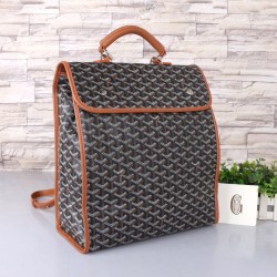 Goyard GOYARD new shoulder bag black with earthy yellow explosion models backpack men and women with the same models can be folded shoulder straps can be removed as a handbag can also be equipped with leather size bottom length 32 width 14 height 37cm sho