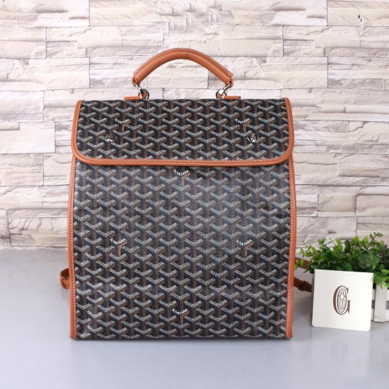 Goyard GOYARD new shoulder bag black with earthy yellow explosion models backpack men and women with the same models can be folded shoulder straps can be removed as a handbag can also be equipped with leather size bottom length 32 width 14 height 37cm sho