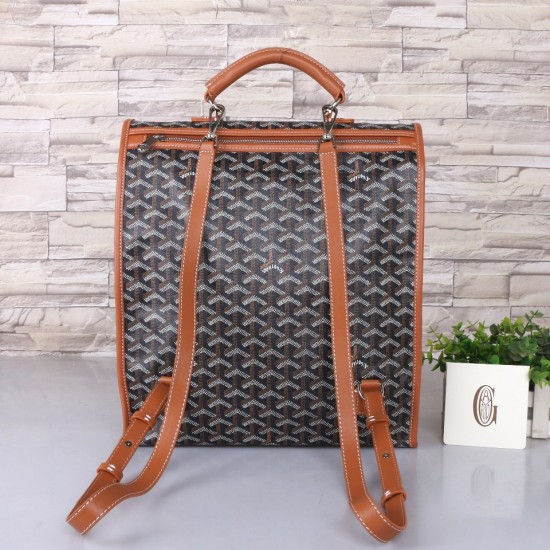 Goyard GOYARD new shoulder bag black with earthy yellow explosion models backpack men and women with the same models can be folded shoulder straps can be removed as a handbag can also be equipped with leather size bottom length 32 width 14 height 37cm sho