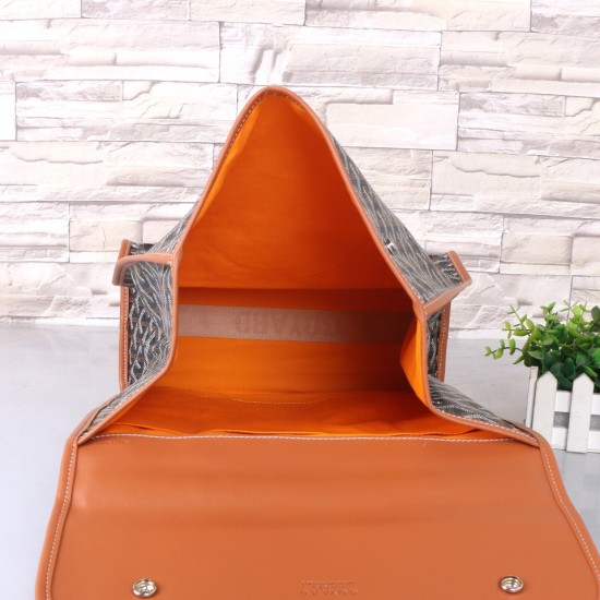 Goyard GOYARD new shoulder bag black with earthy yellow explosion models backpack men and women with the same models can be folded shoulder straps can be removed as a handbag can also be equipped with leather size bottom length 32 width 14 height 37cm sho