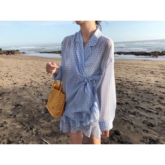 Floral double-sided mini mother bag double-sided available ageing show temperament Goya leather tote bag P140 bottom length 20 top length 28 bottom width 11 height 20 hand raised 18cm