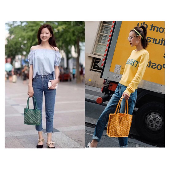 Floral double-sided mini mother bag double-sided available ageing show temperament Goya leather tote bag P140 bottom length 20 top length 28 bottom width 11 height 20 hand raised 18cm