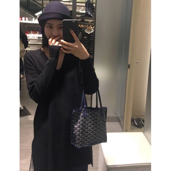 Floral double-sided mini mother bag double-sided available ageing show temperament Goya leather tote bag P140 bottom length 20 top length 28 bottom width 11 height 20 hand raised 18cm