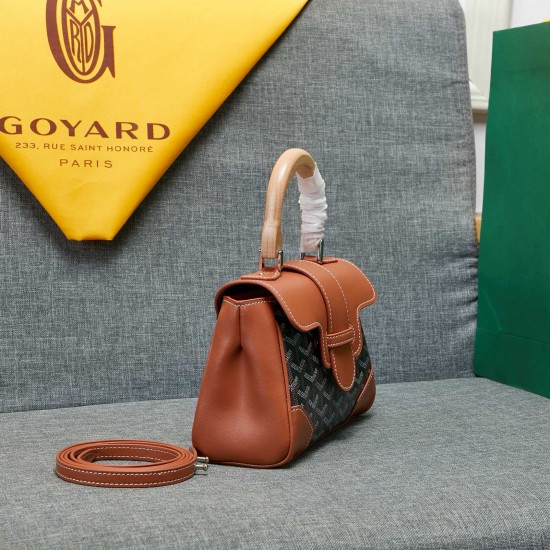 goyard goyard saigon bag mini sigon bag handbag crossbody dual purpose bag saddle bag dog tooth bag kelly bag size top width 18cm height 15cm bottom bottom length 20cm bottom thickness 9cm p240