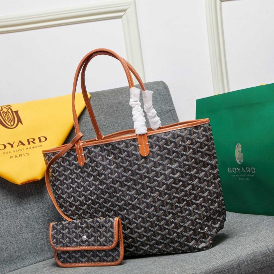 goyard star with models shopping bag leather shoulder mother large capacity handbag large bag travel bag with leather size large bottom length 40 on length 55 bottom width 15 height 30cm medium bottom length 34 on length 46 bottom width 15 height 28cm