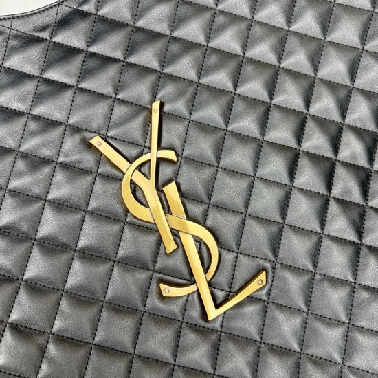 280ICARE plus size quilted sheepskin shopping bag MAXI shopping bag lasso closure design decorated with square quilted seams and classic YSL logo Napa sheepskin central three-dimensional combination of letters avant-garde and air field perfect interpretat