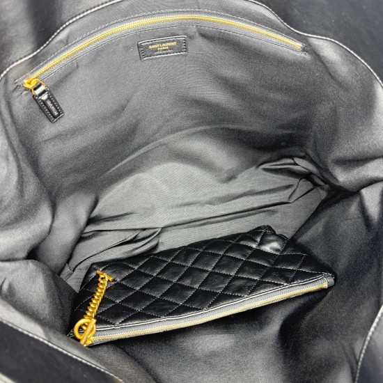 280ICARE plus size quilted sheepskin shopping bag MAXI shopping bag lasso closure design decorated with square quilted seams and classic YSL logo Napa sheepskin central three-dimensional combination of letters avant-garde and air field perfect interpretat