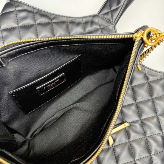 280ICARE plus size quilted sheepskin shopping bag MAXI shopping bag lasso closure design decorated with square quilted seams and classic YSL logo Napa sheepskin central three-dimensional combination of letters avant-garde and air field perfect interpretat